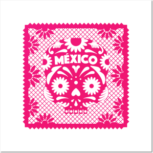 Mexican Day Of The Dead Pink Sugar Skull / Traditional Cultural Icon in México by Akbaly Posters and Art